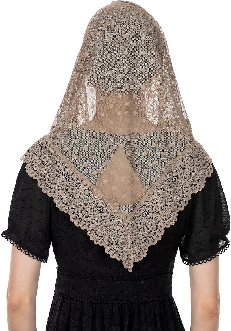 Wgior Triangle Vintage Inspired Lace Chapel Veils Catholic Mass Head Covering Scarf Mantilla Veils for Church - Image 4